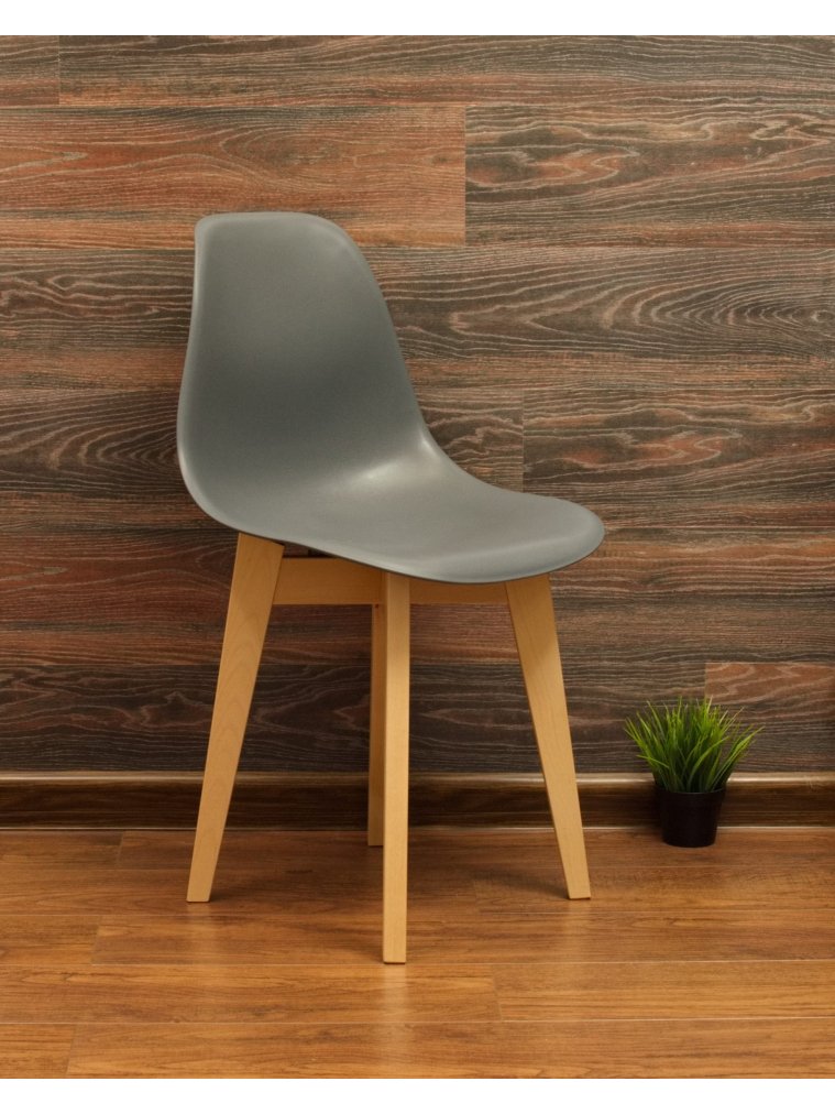Пластиковый стул Сашш натуральный / серый