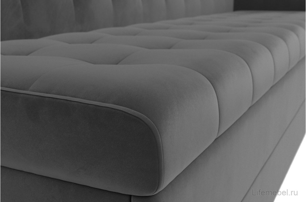 Кухонный диван Бриз правый серый велюр