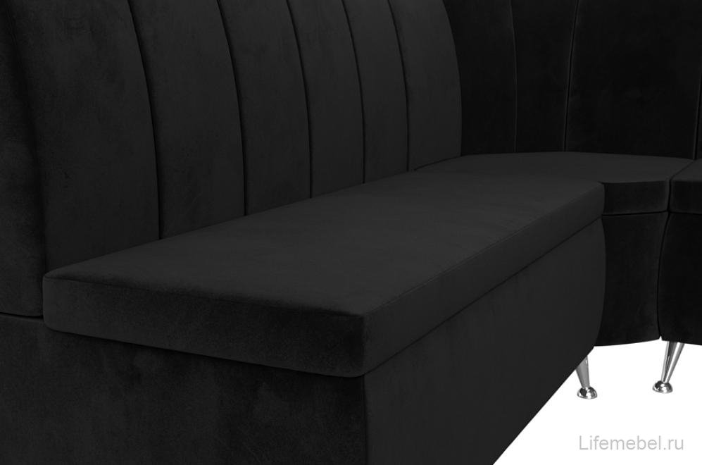 Кухонный диван Кантри правый черный велюр