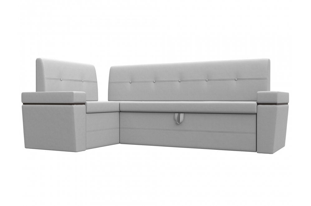 Кухонный диван Деметра угловой экокожа белый левый