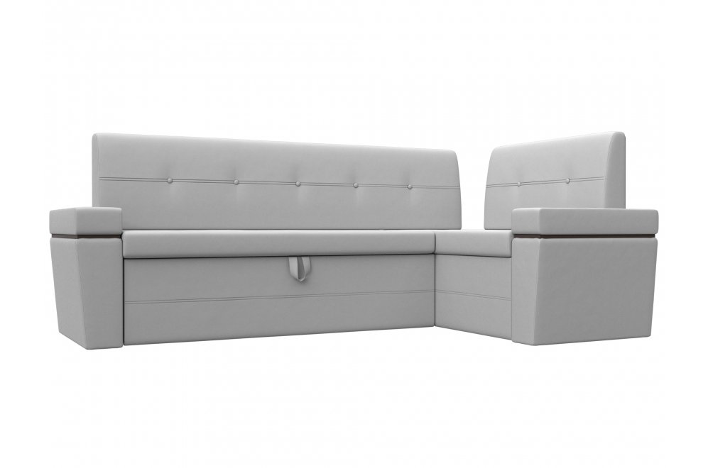 Кухонный диван Деметра угловой экокожа белый правый