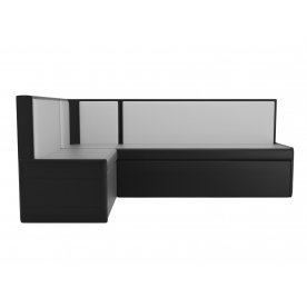 Кухонный диван Кристина угловой экокожа черно-белый левый