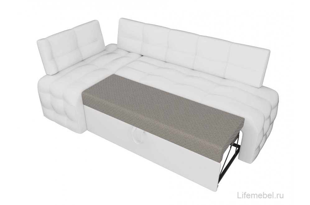 Кухонный диван Люксор угловой экокожа белый левый