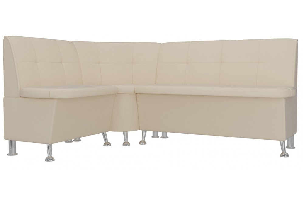 Кухонный диван угловой Феникс левый бежевая экокожа