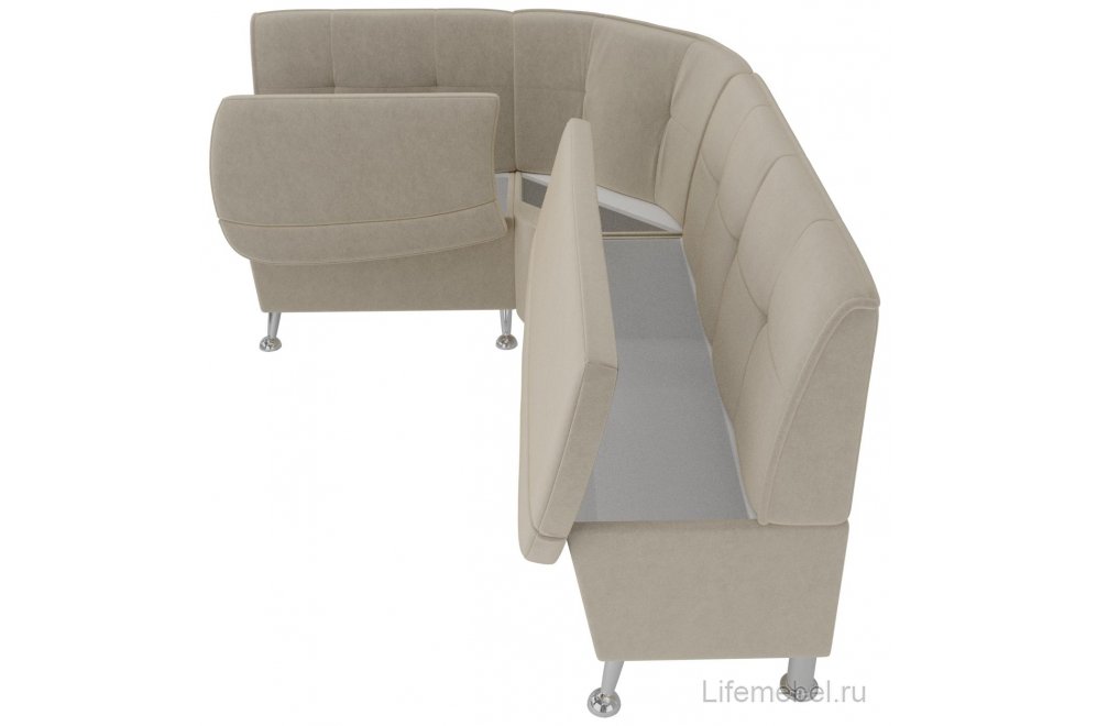 Кухонный диван угловой Феникс левый бежевый микровельвет
