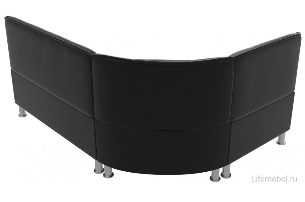 Кухонный диван угловой Феникс левый черная экокожа