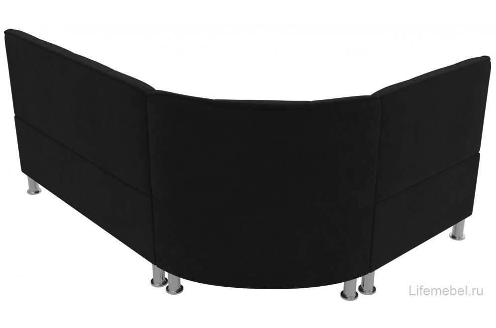 Кухонный диван угловой Феникс левый черный велюр