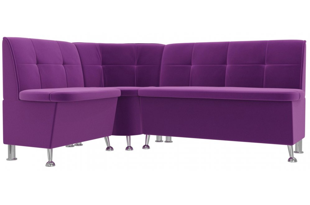 Кухонный диван угловой Феникс левый фиолетовый микровельвет