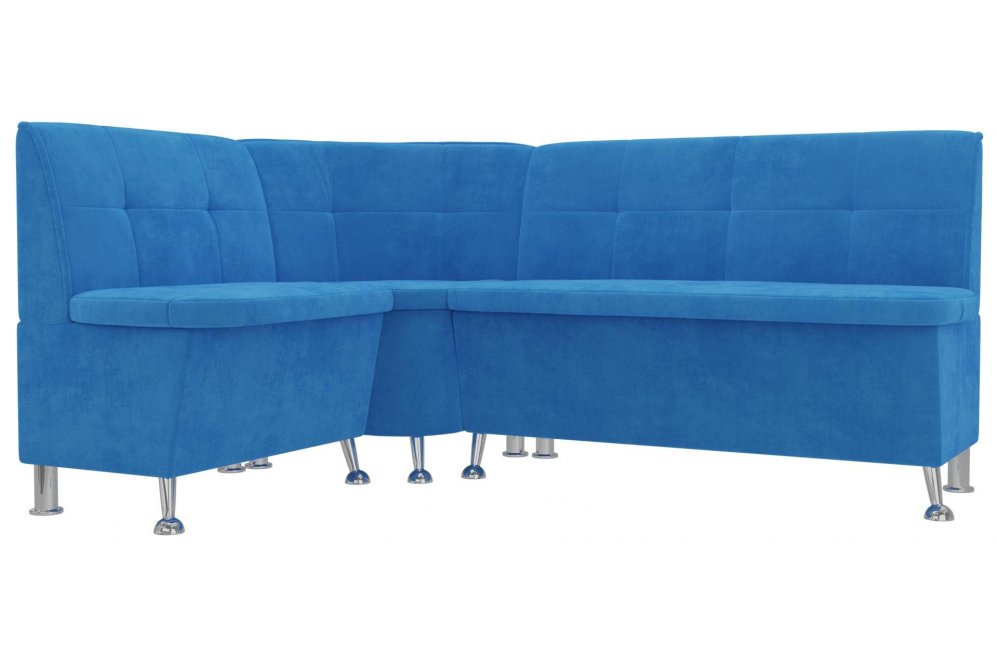 Кухонный диван угловой Феникс левый голубой велюр