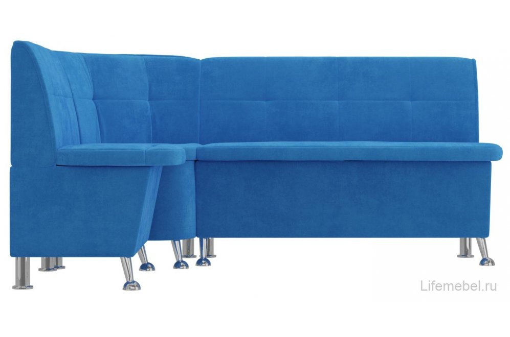 Кухонный диван угловой Феникс левый голубой велюр