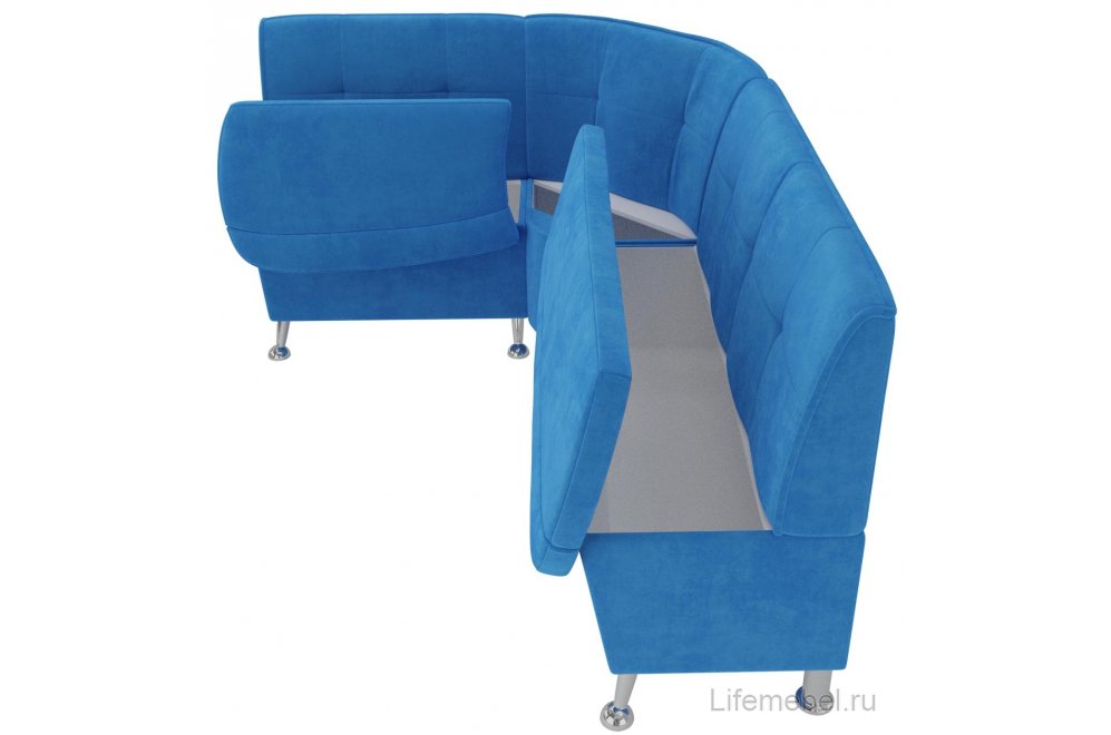 Кухонный диван угловой Феникс левый голубой велюр