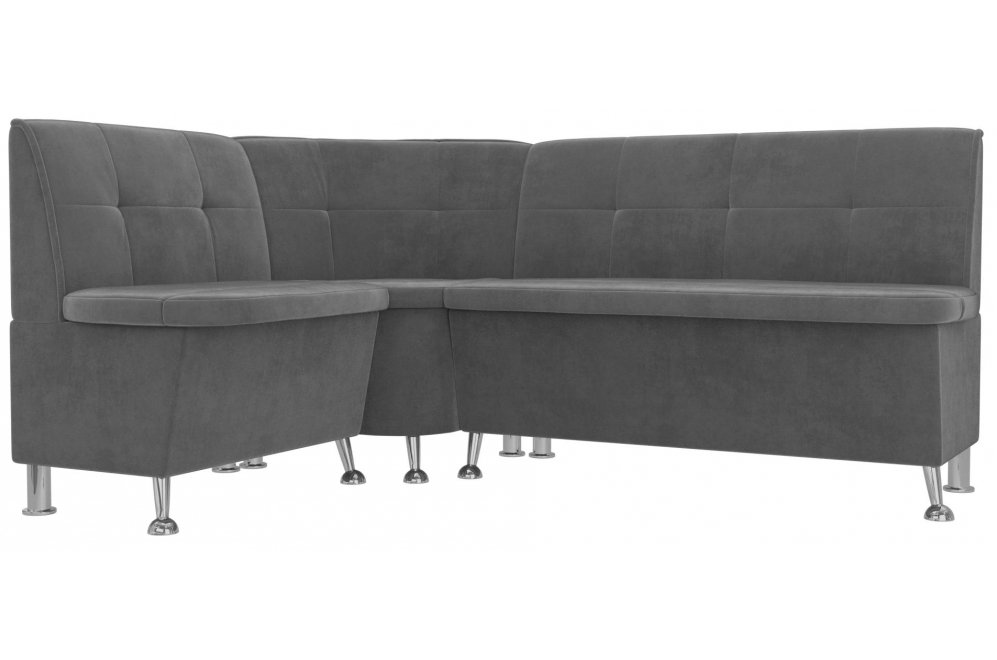 Кухонный диван угловой Феникс левый серый велюр