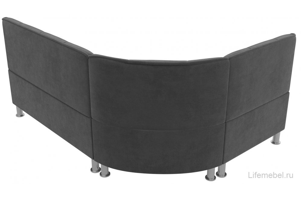 Кухонный диван угловой Феникс левый серый велюр