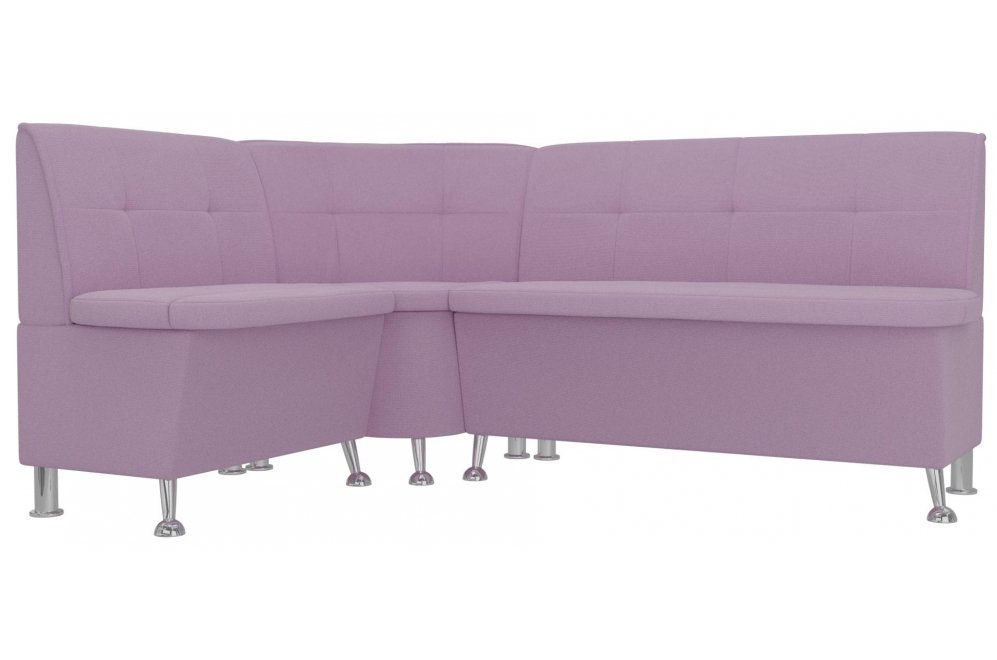 Кухонный диван угловой Феникс левый сиреневый микровельвет
