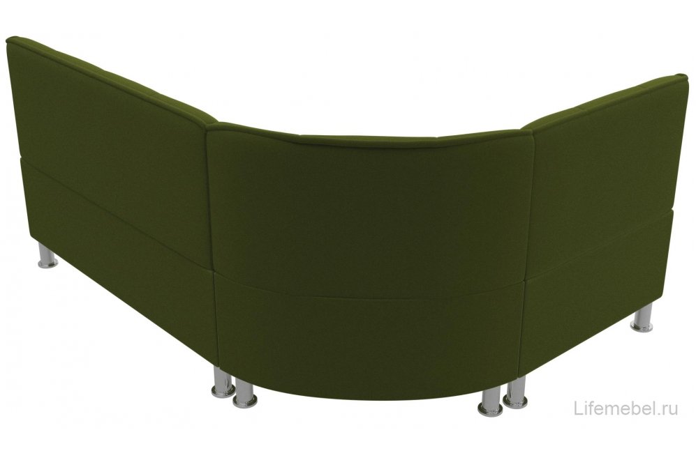 Кухонный диван угловой Феникс левый зеленый микровельвет