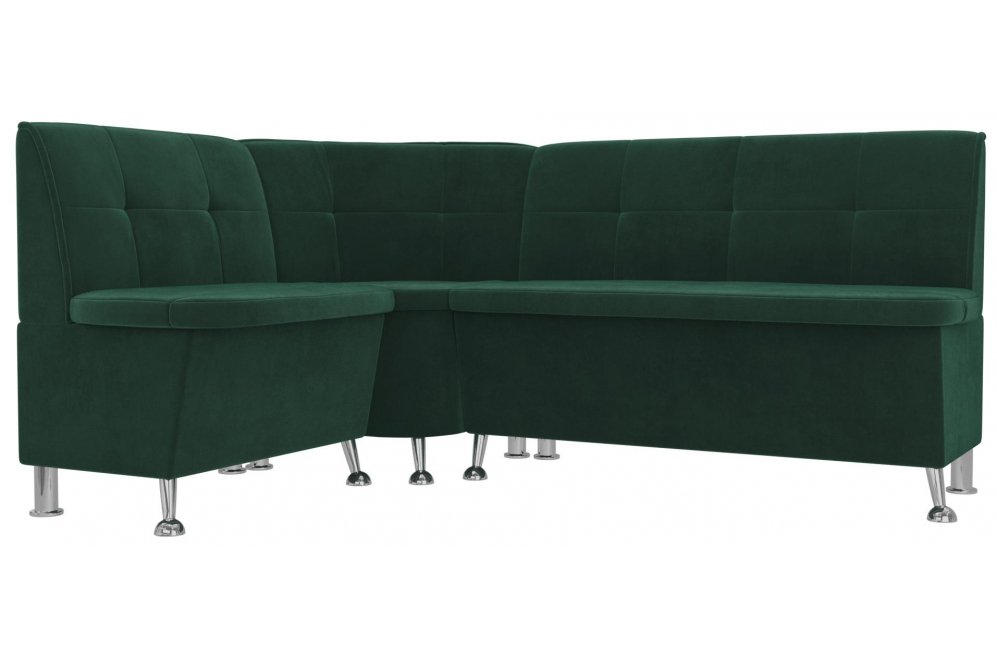 Кухонный диван угловой Феникс левый зеленый велюр