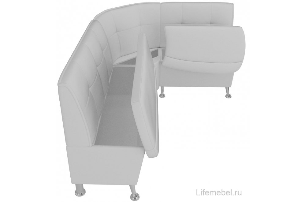 Кухонный диван угловой Феникс правый белая экокожа
