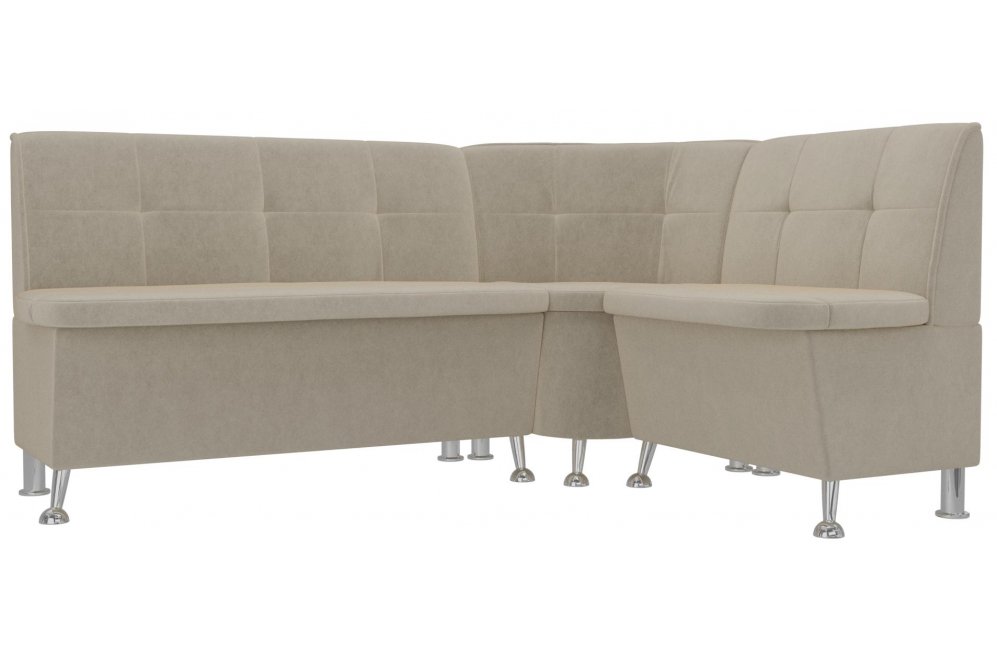 Кухонный диван угловой Феникс правый бежевый микровельвет