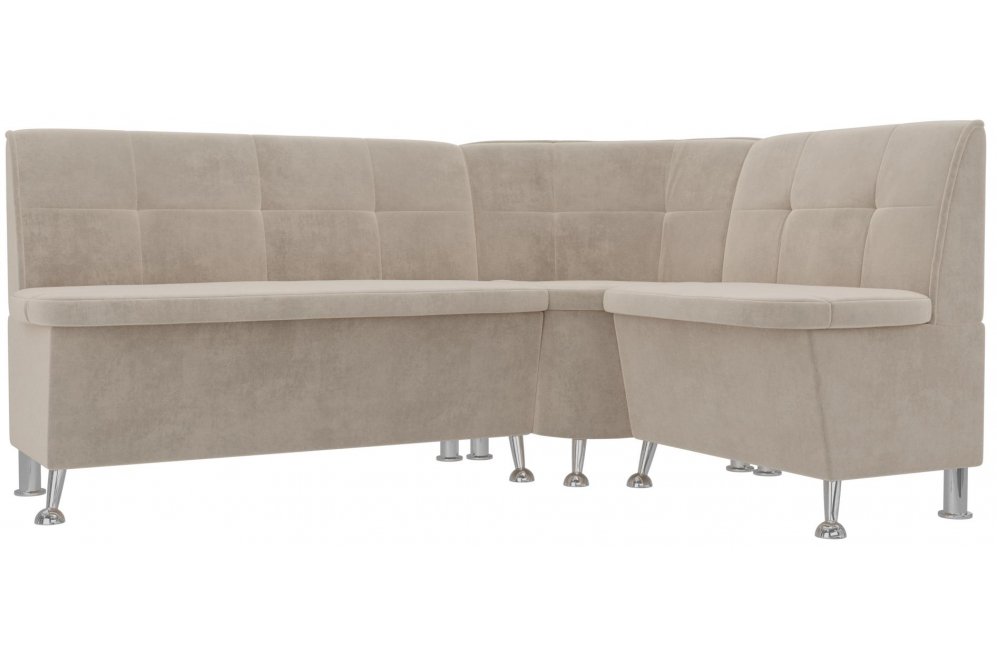 Кухонный диван угловой Феникс правый бежевый велюр