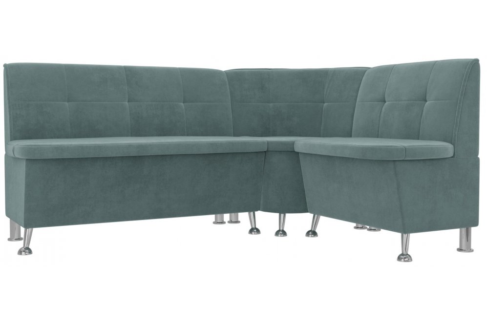 Кухонный диван угловой Феникс правый бирюзовый велюр