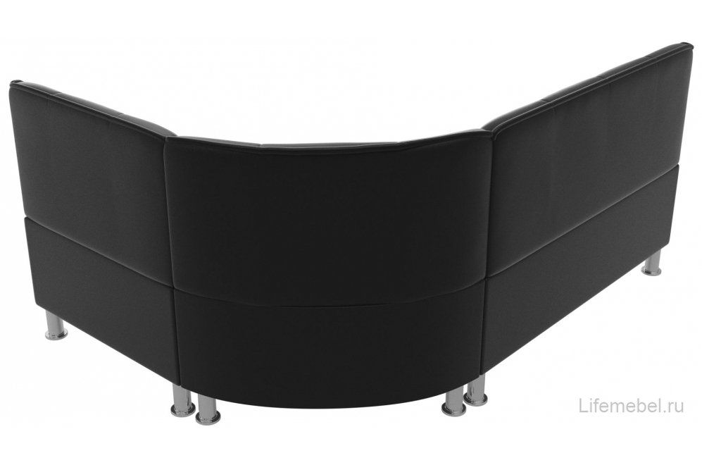 Кухонный диван угловой Феникс правый черная экокожа