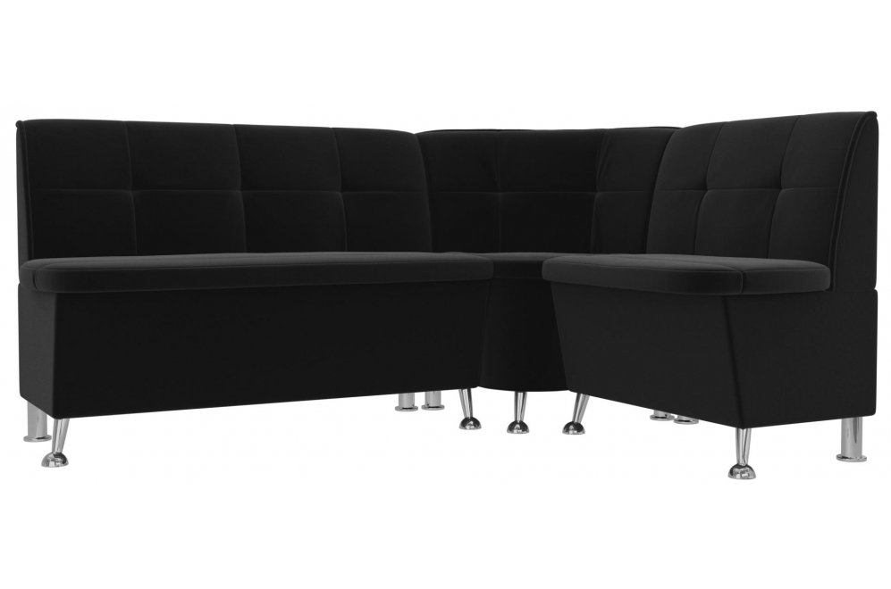 Кухонный диван угловой Феникс правый черный микровельвет