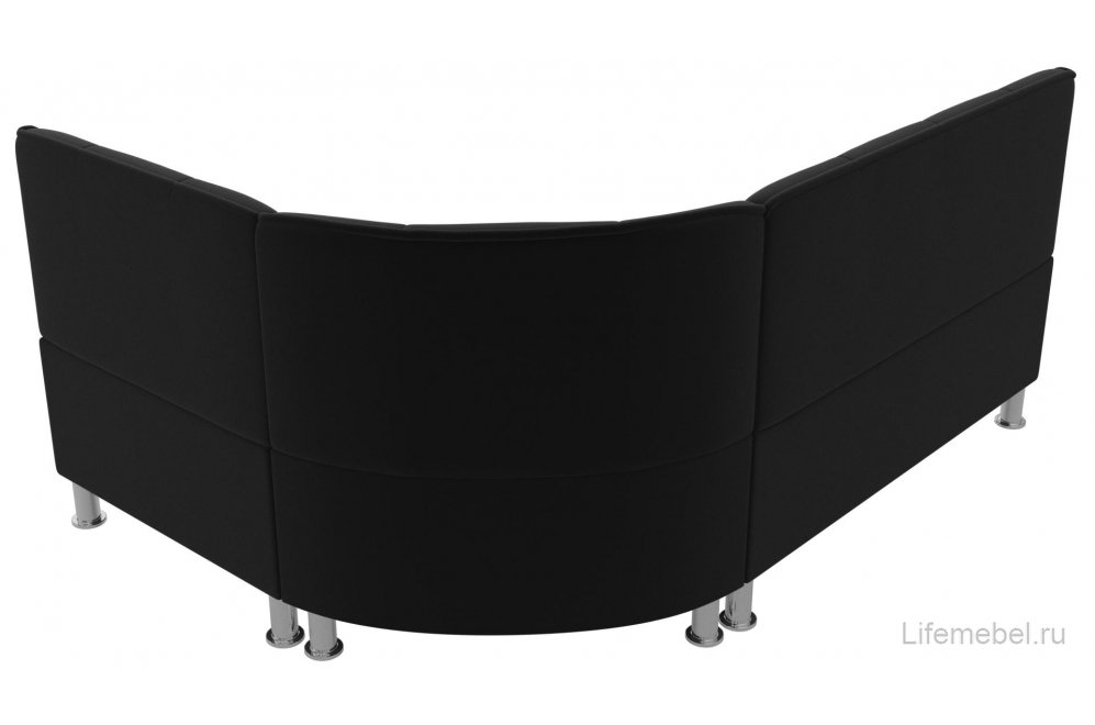 Кухонный диван угловой Феникс правый черный микровельвет