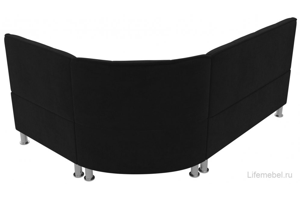 Кухонный диван угловой Феникс правый черный велюр