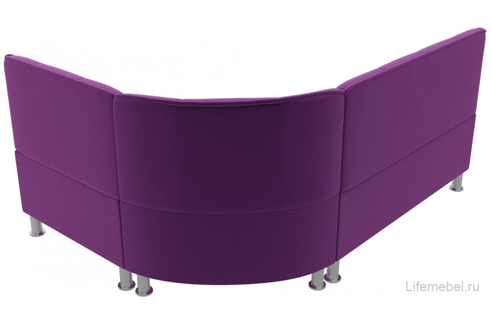Кухонный диван угловой Феникс правый фиолетовый микровельвет