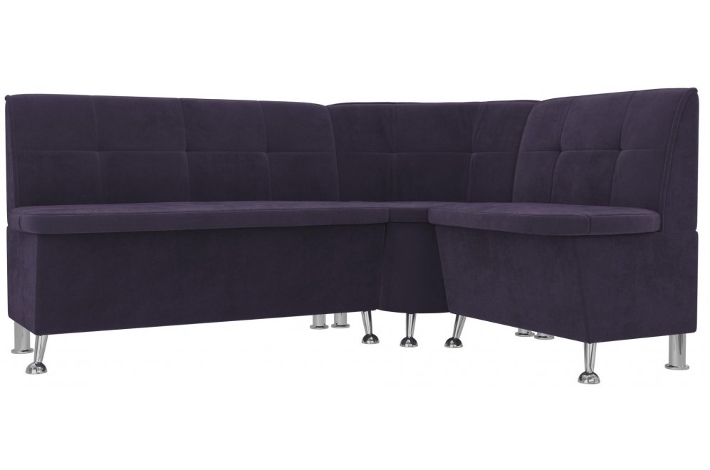 Кухонный диван угловой Феникс правый фиолетовый велюр