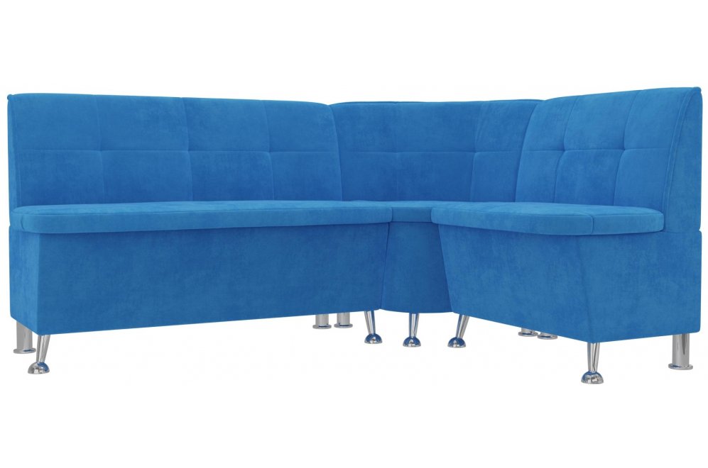 Кухонный диван угловой Феникс правый голубой велюр