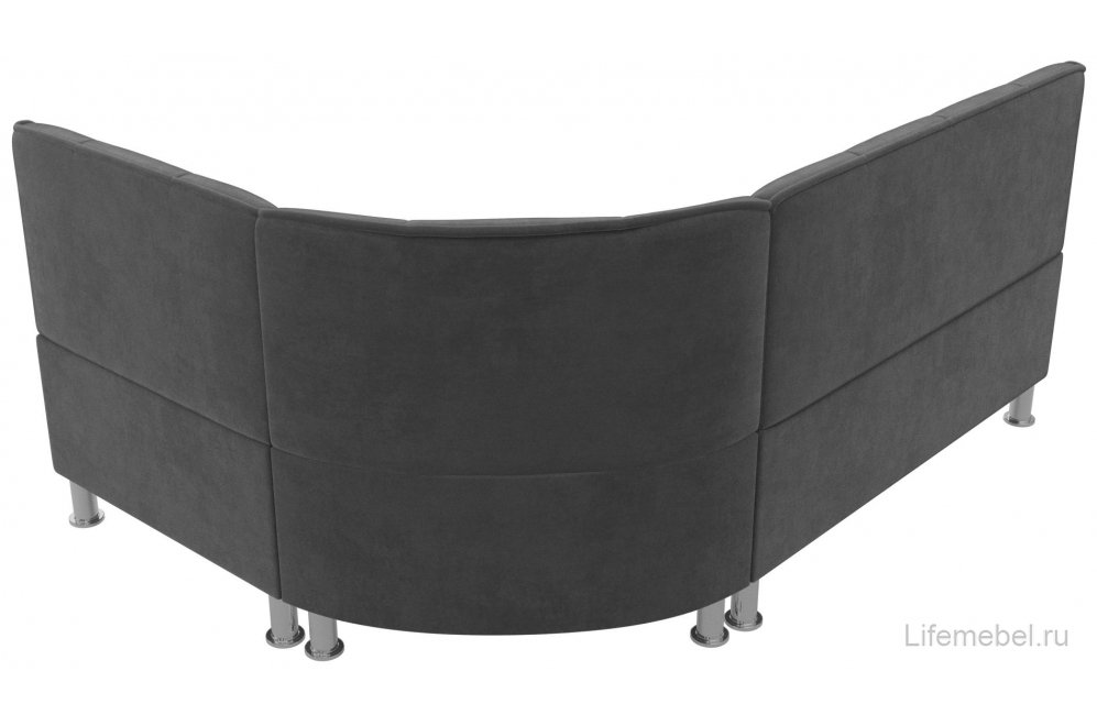 Кухонный диван угловой Феникс правый серый велюр