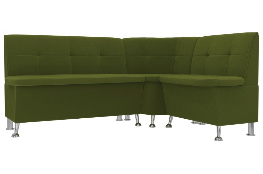 Кухонный диван угловой Феникс правый зеленый микровельвет