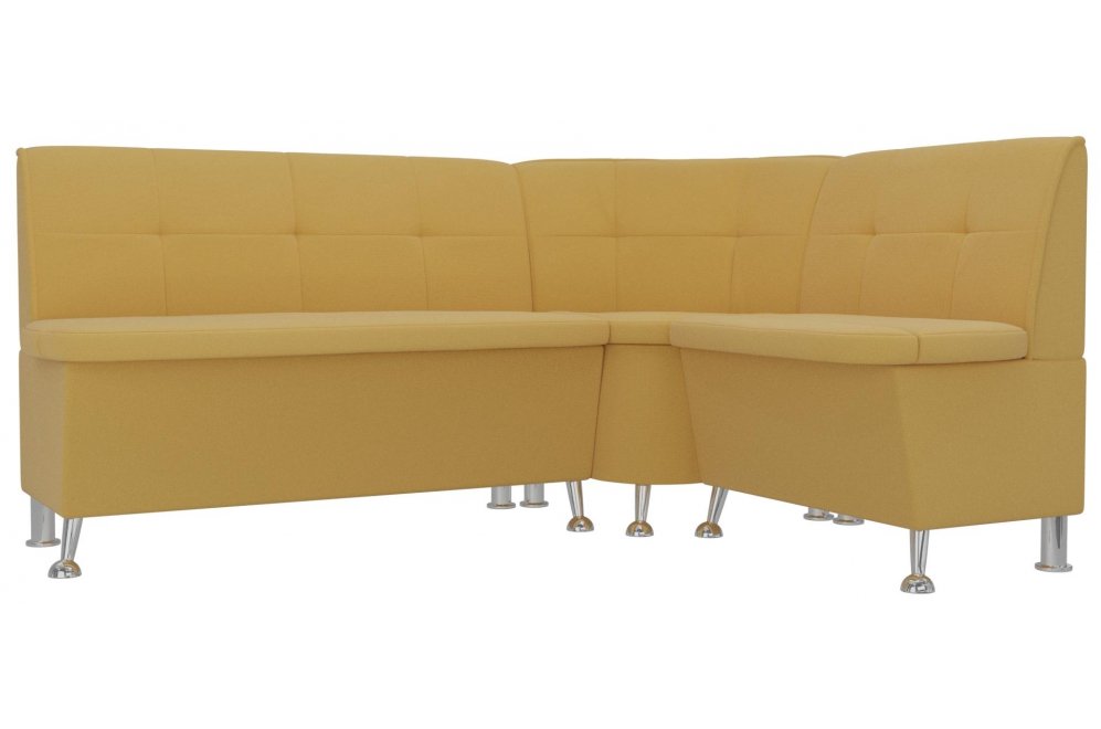 Кухонный диван угловой Феникс правый желтый микровельвет