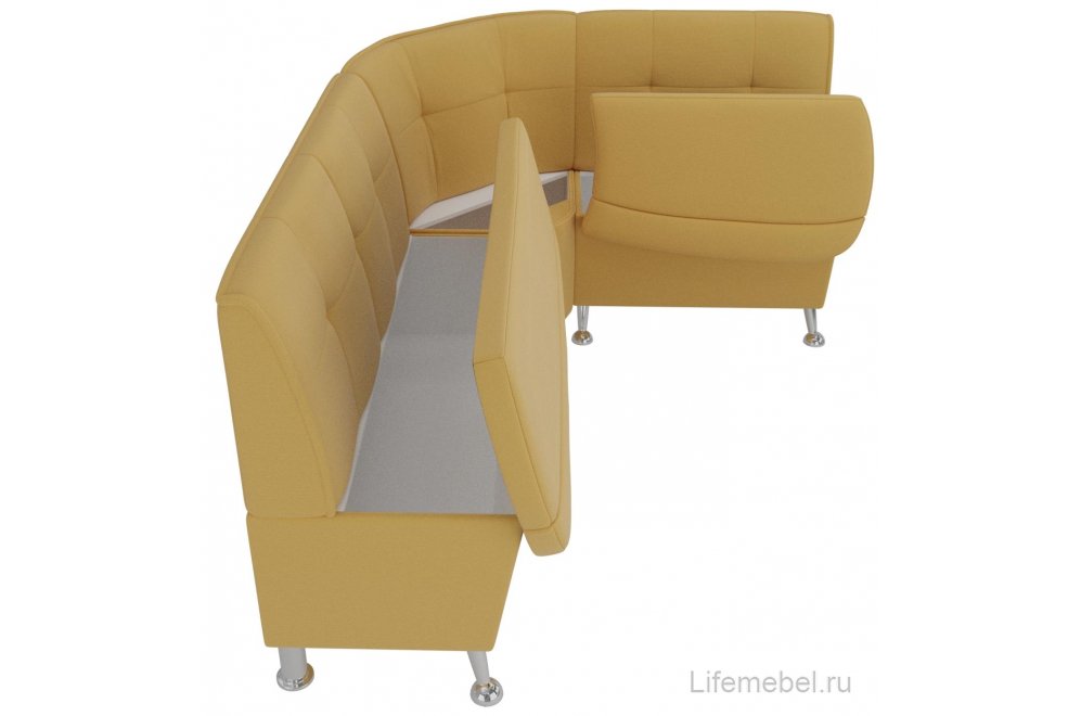 Кухонный диван угловой Феникс правый желтый микровельвет