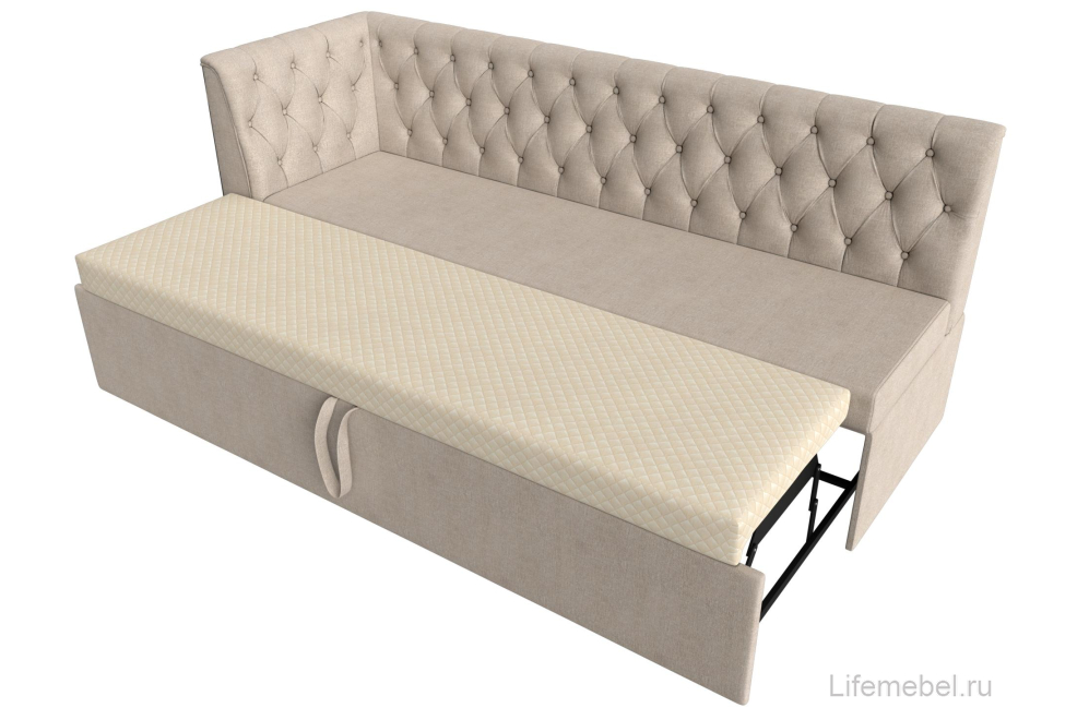 Кухонный диван угловой Маркиз левый бежевая рогожка