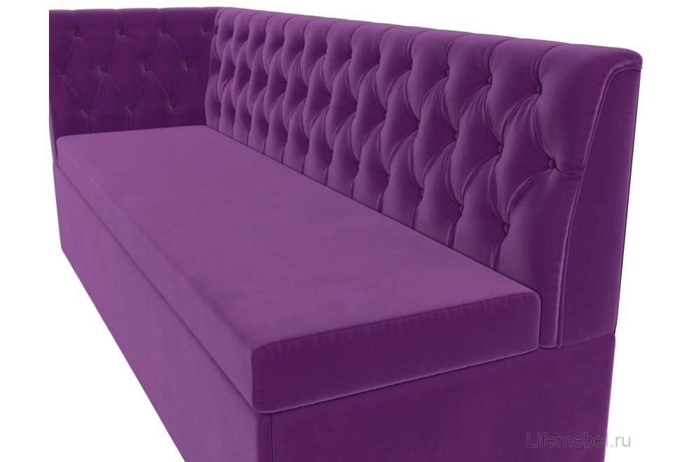 Кухонный диван угловой Маркиз левый фиолетовый микровельвет