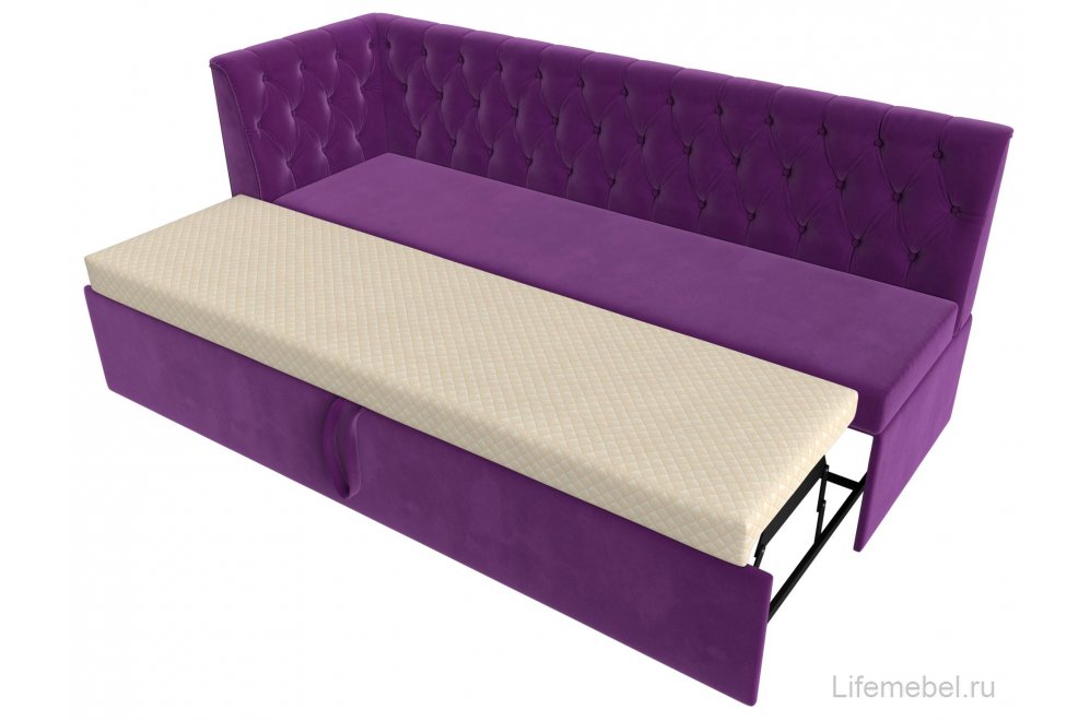 Кухонный диван угловой Маркиз левый фиолетовый микровельвет
