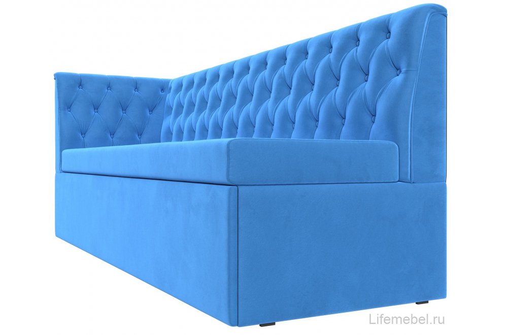 Кухонный диван угловой Маркиз левый голубой велюр