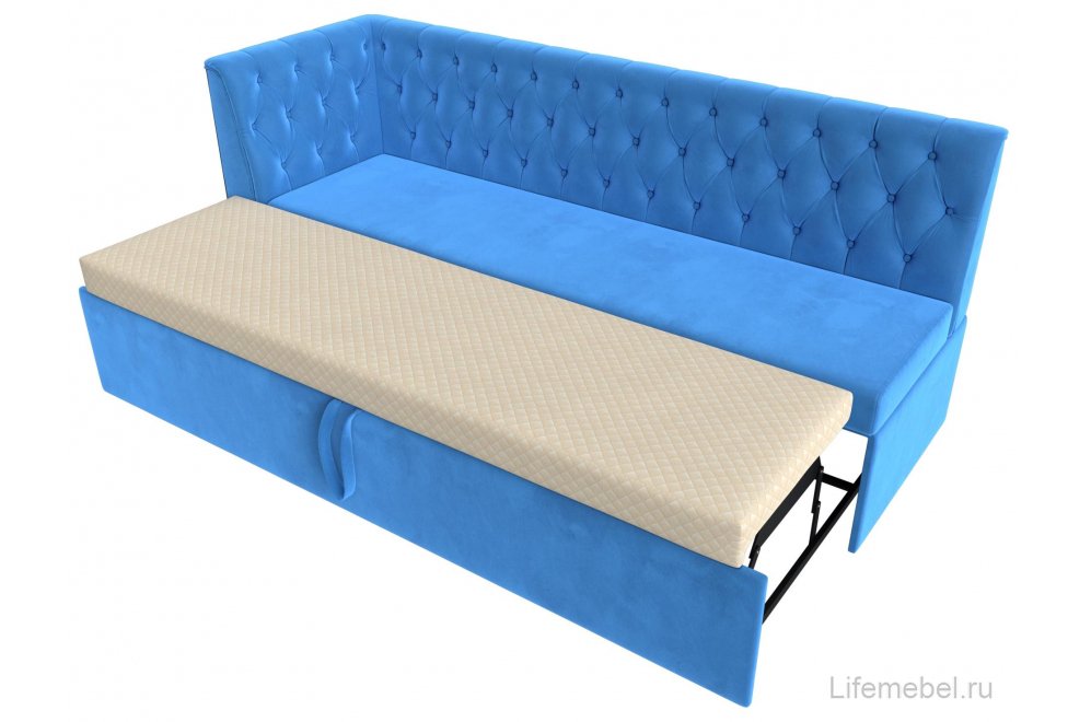 Кухонный диван угловой Маркиз левый голубой велюр