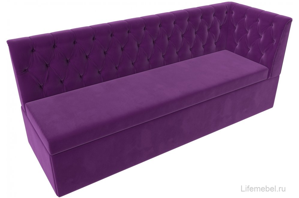 Кухонный диван угловой Маркиз правый фиолетовый микровельвет