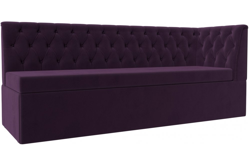 Кухонный диван угловой Маркиз правый фиолетовый велюр