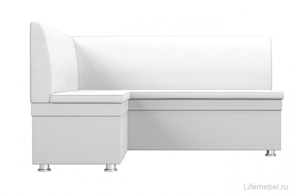 Кухонный диван Уют угловой экокожа белый левый