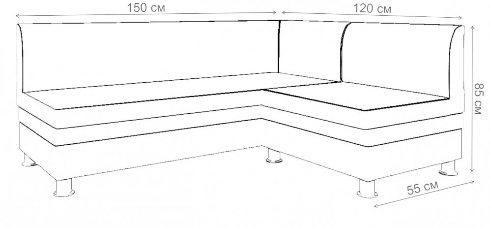 Кухонный диван Флоренс угловой экокожа белый правый