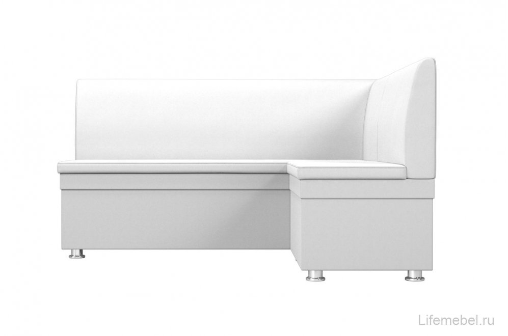 Кухонный диван Уют угловой экокожа белый правый