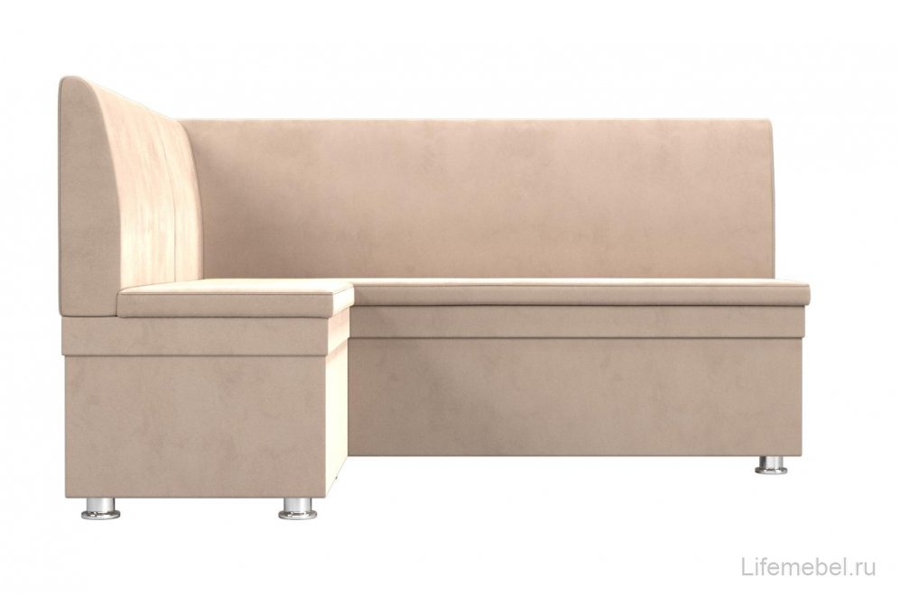 Кухонный диван Уют угловой экокожа бежевый левый