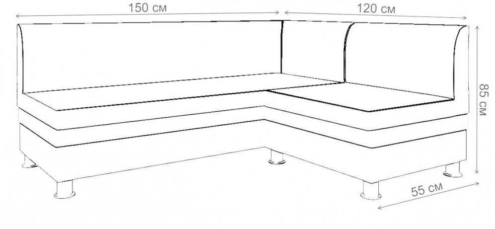 Кухонный диван Флоренс угловой экокожа бежевый правый