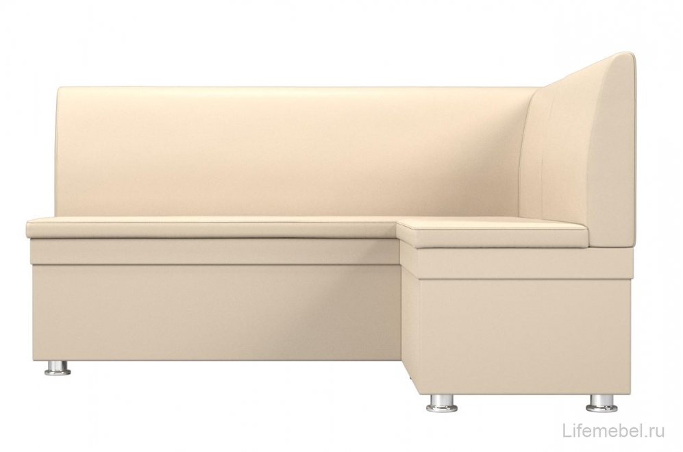 Кухонный диван Уют угловой экокожа бежевый правый