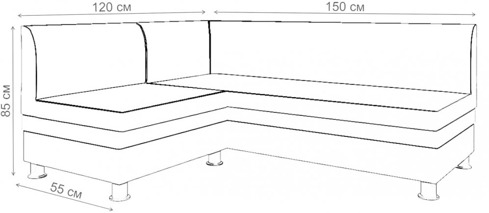 Кухонный диван Флоренс угловой экокожа черный левый