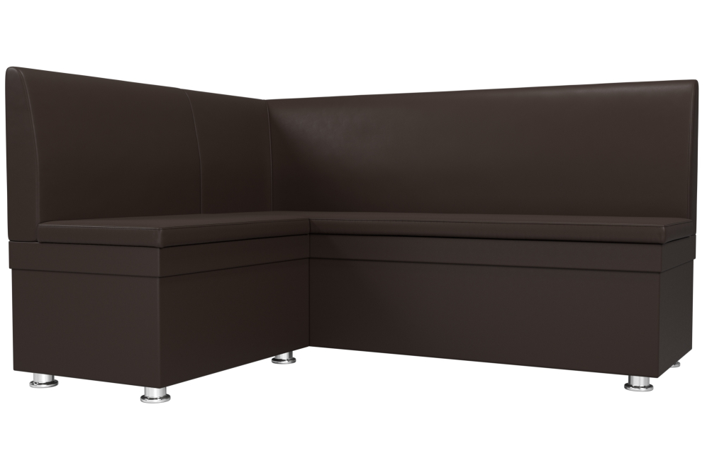 Кухонный диван Уют угловой экокожа коричневый левый